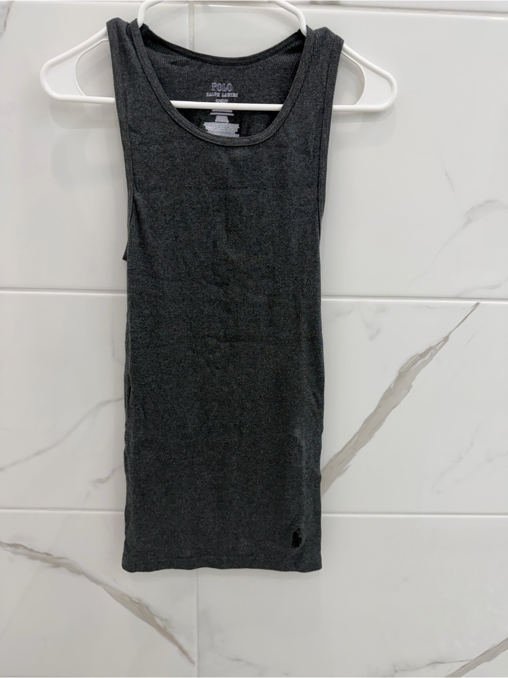 Polo by Ralph Lauren Dark Gray Ribbed Long Tank Top